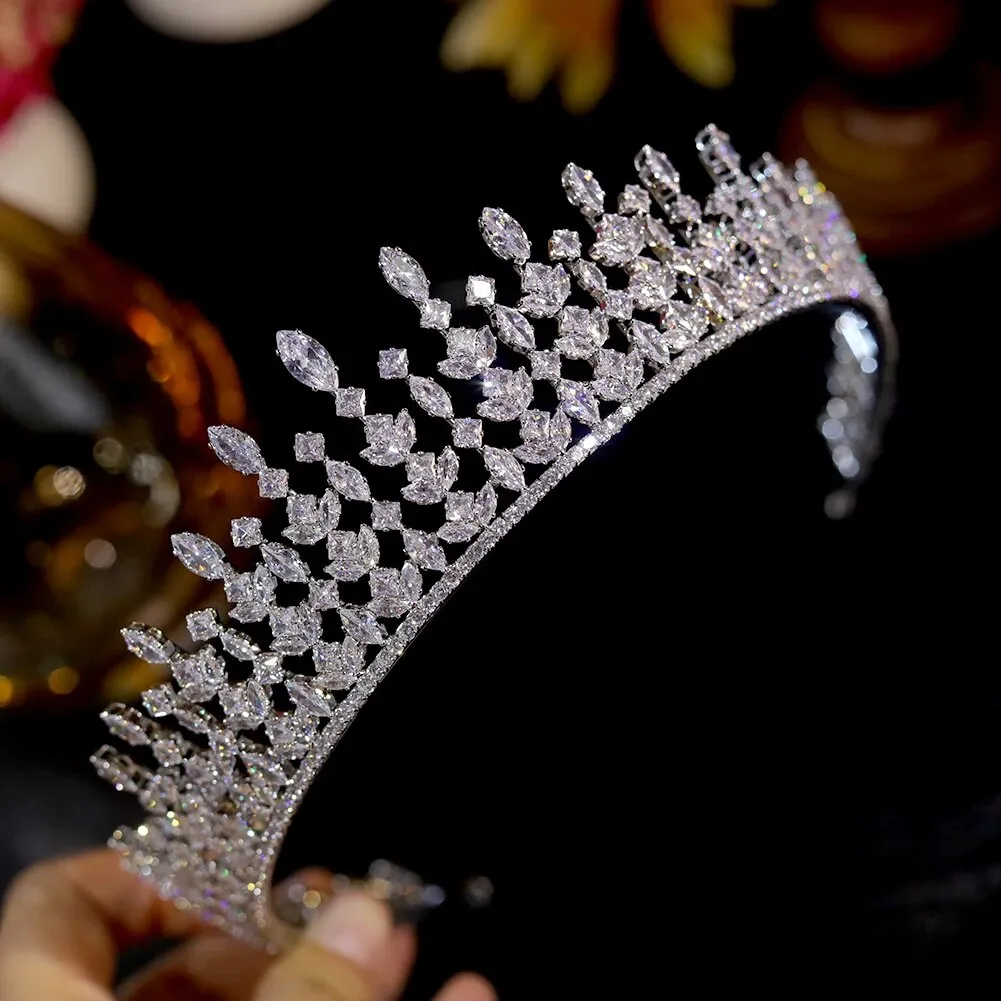 Crystal Tiara Bridal Silver Crown