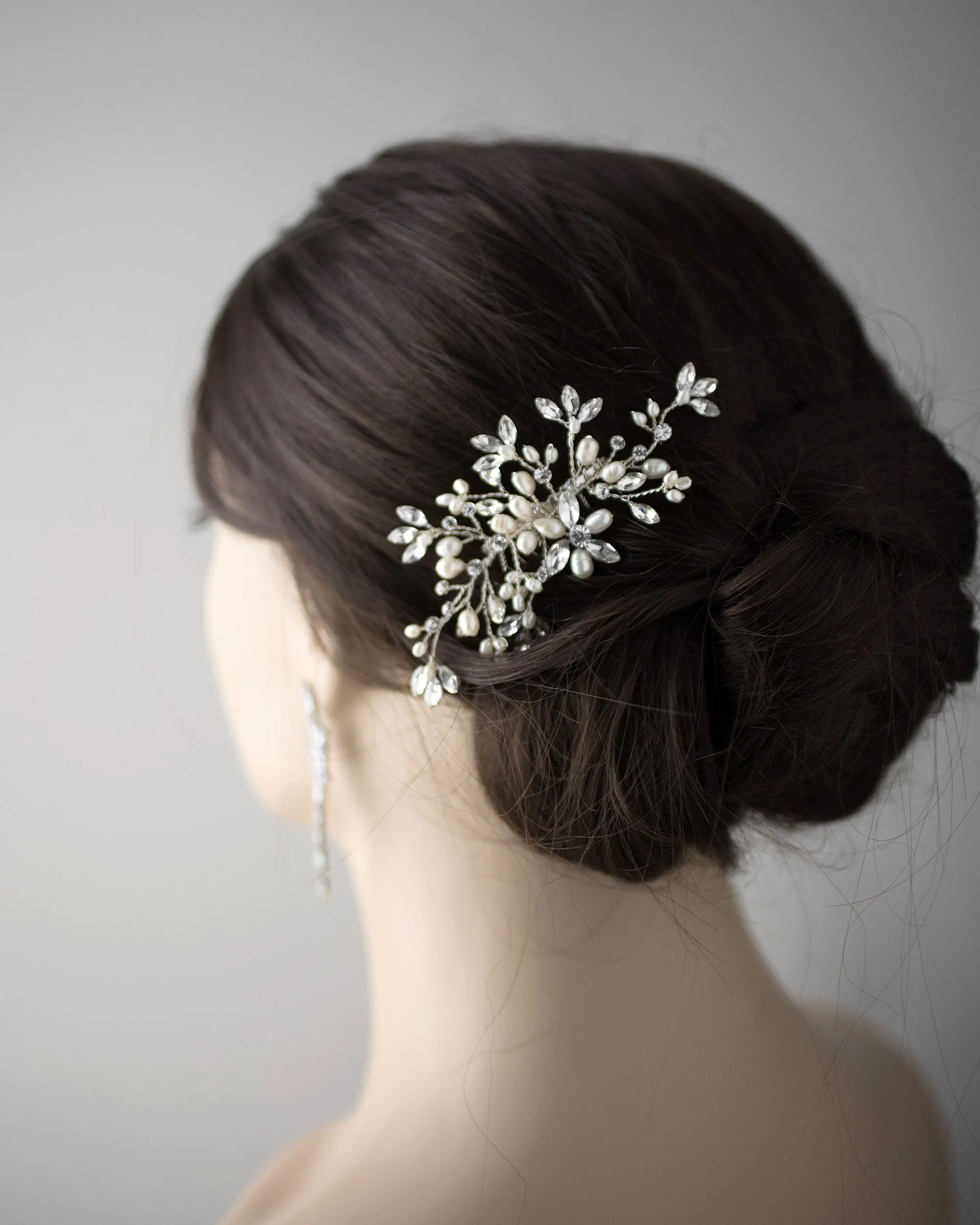 Cultured Pearl and Rhinestone Bridal Hair Comb