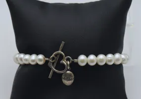 Cultured Pearls Sterling Silver "Mother" Charm Bracelet
