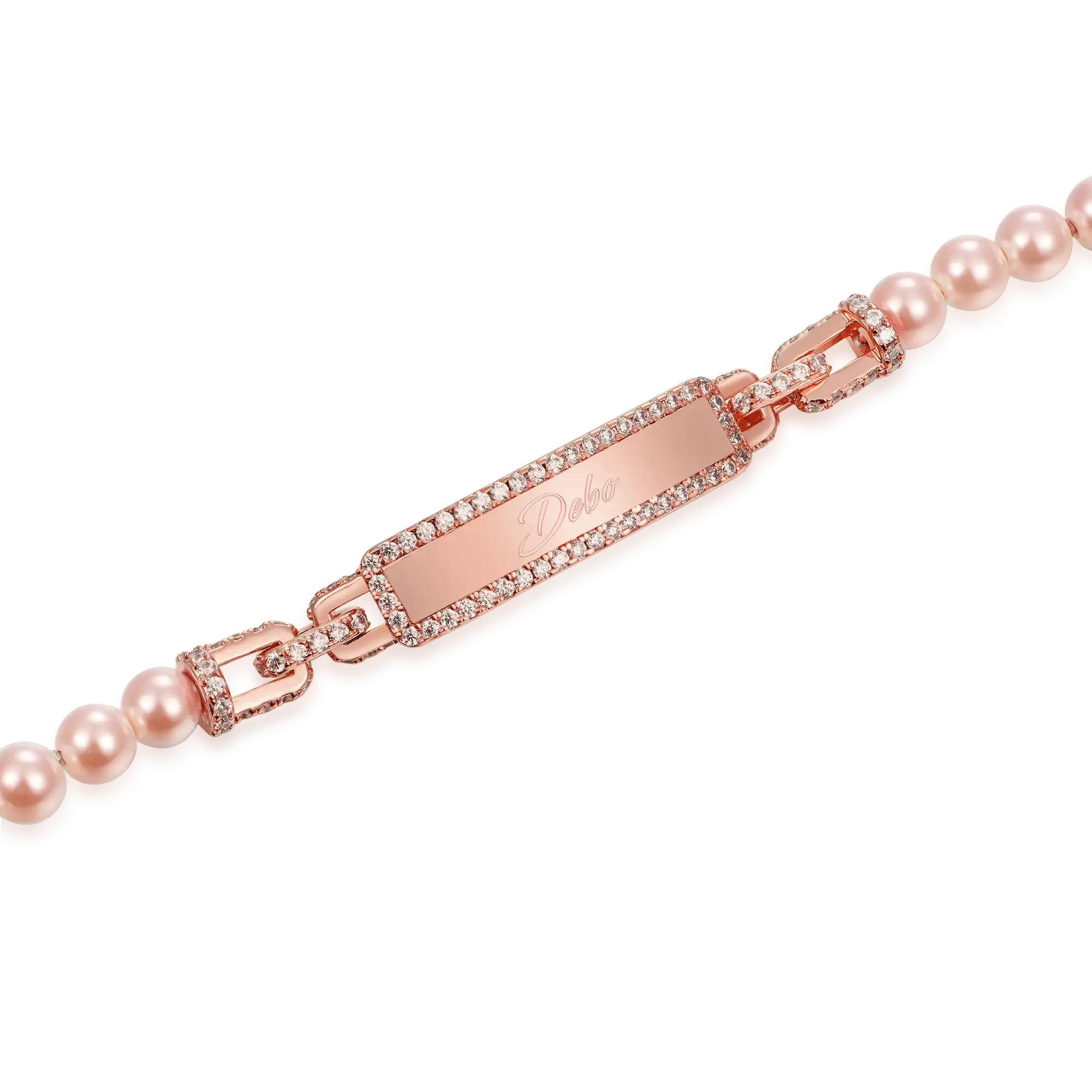 Custom Pearl Name Tag Bracelet - 5mm