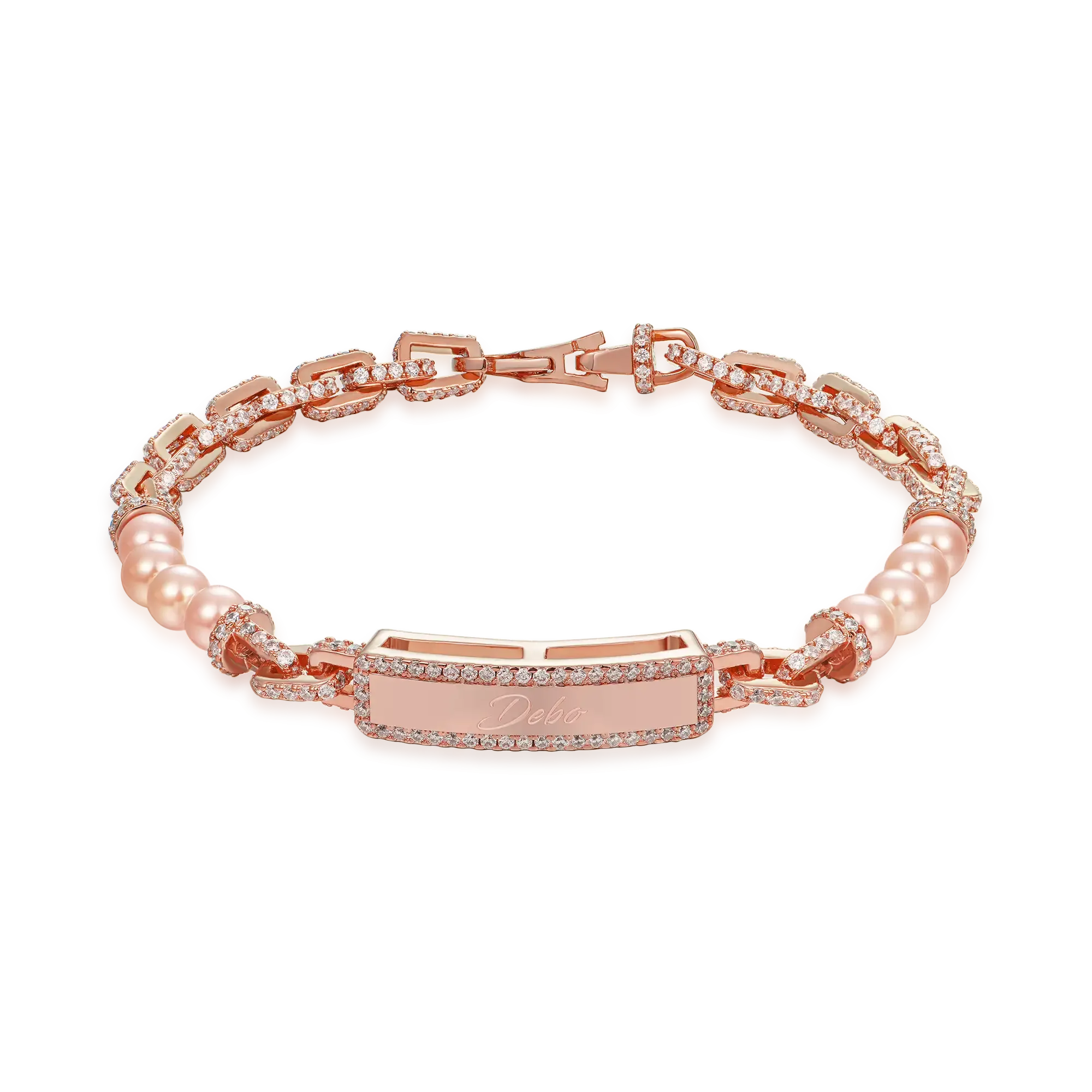 Custom Pearl Name Tag Bracelet - 5mm