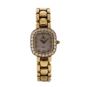 Cyma Ladies' Watch 18K Yellow Gold MOP Dial Diamonds 22mm Quartz (FINAL SALE) (SOLD AS IS)