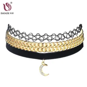 Danze 2017 Vintage Velvet Choker Necklaces For Women 3 Pcs/lot Sailor Moon Fur Ball Pendant Necklace Fashion Kolye Chocker Colar
