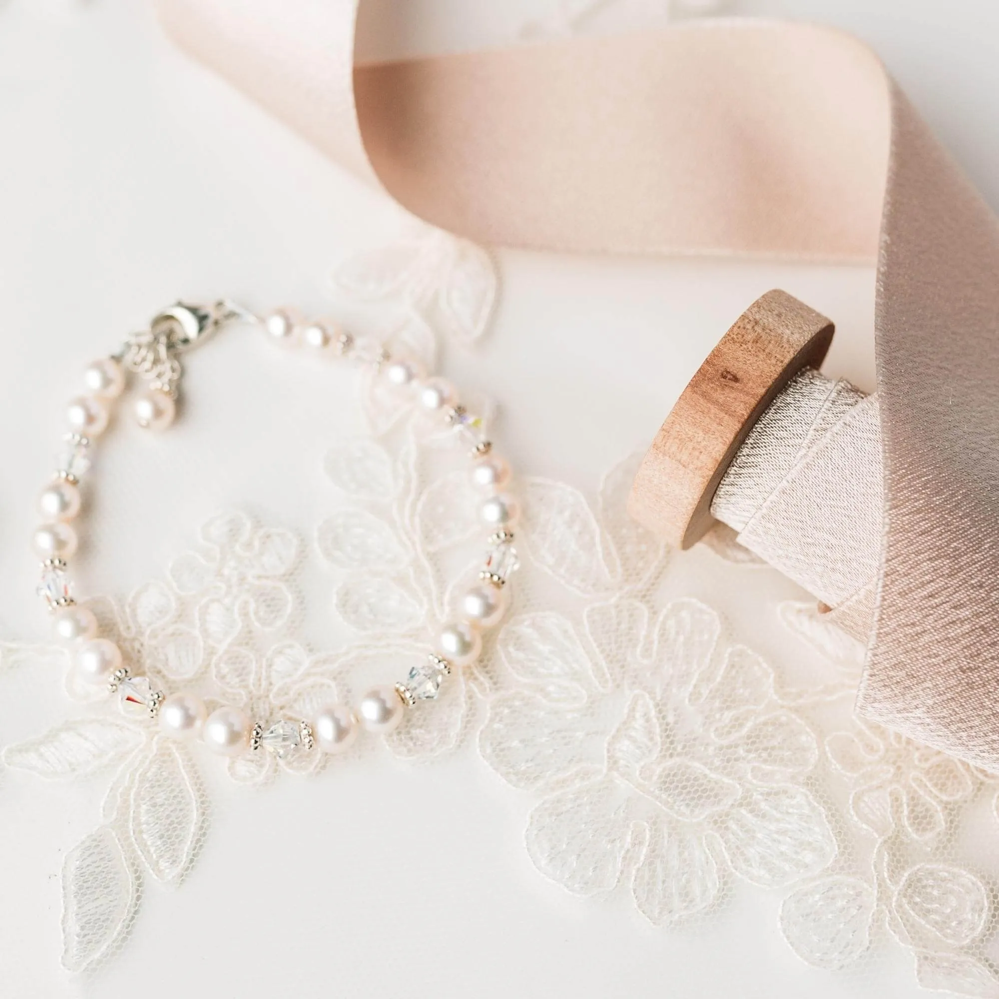 Darling Pearl and Crystal Bracelet in Silver