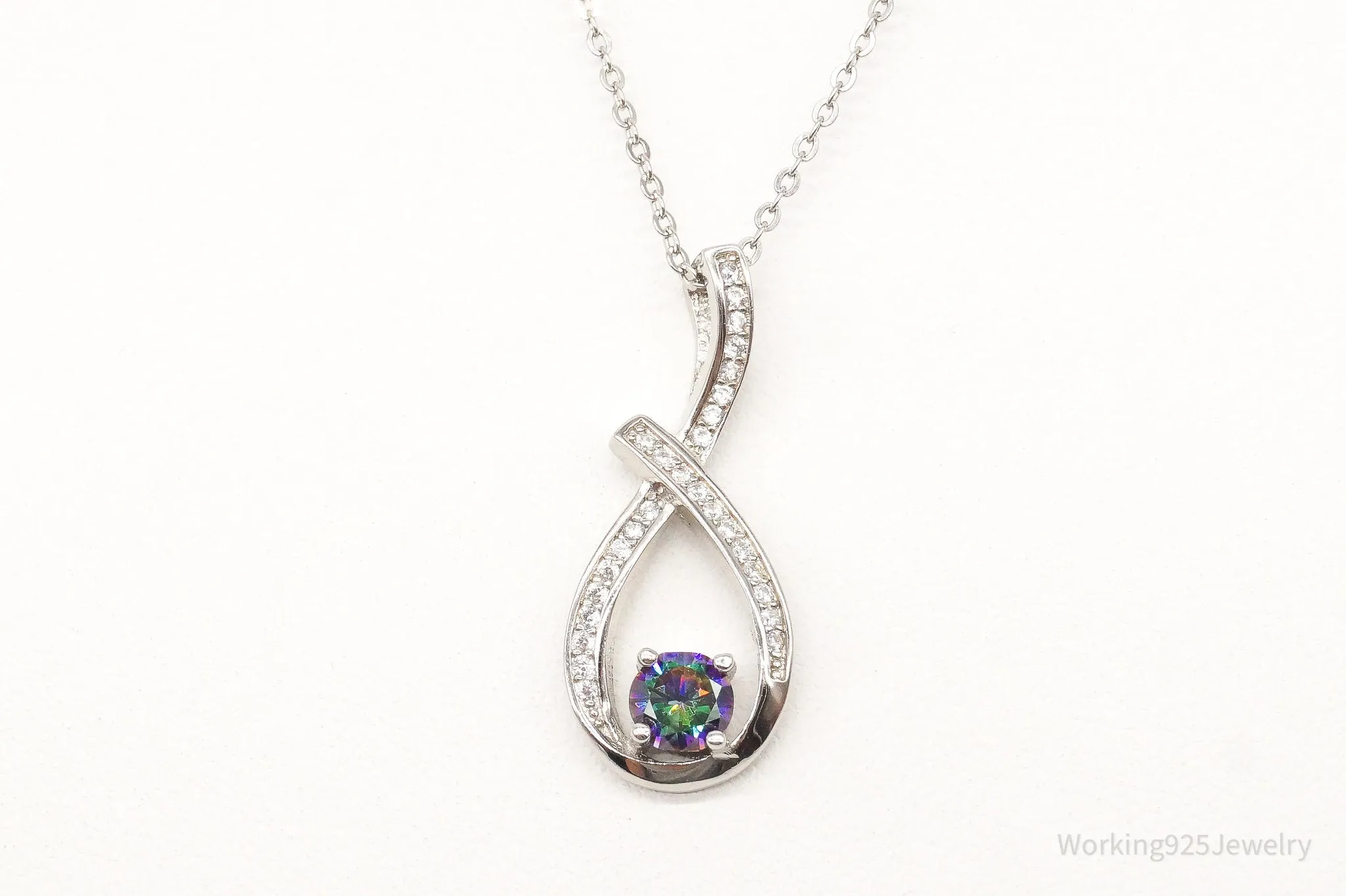 Designer Ryze Mystic Topaz Cubic Zirconia Sterling Silver Necklace