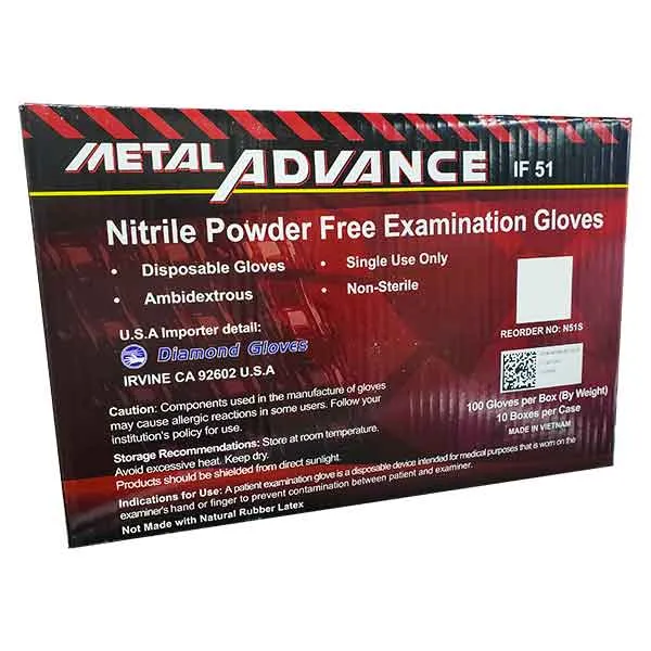 Diamond Gloves®, Metal Advance Black Nitrile Gloves, Large (Case)