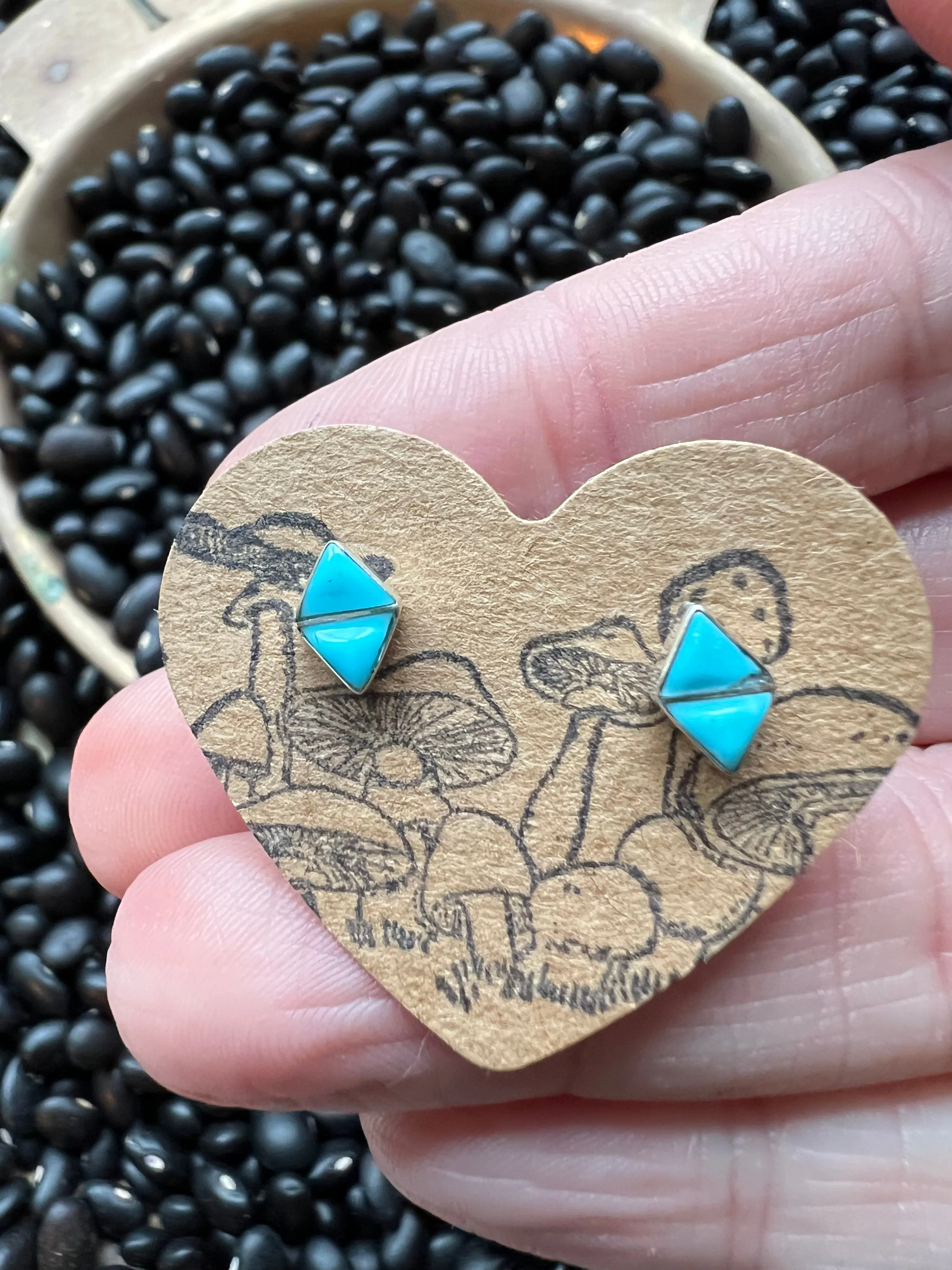 Diamond Turquoise Inlay Studs