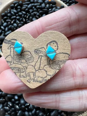 Diamond Turquoise Inlay Studs
