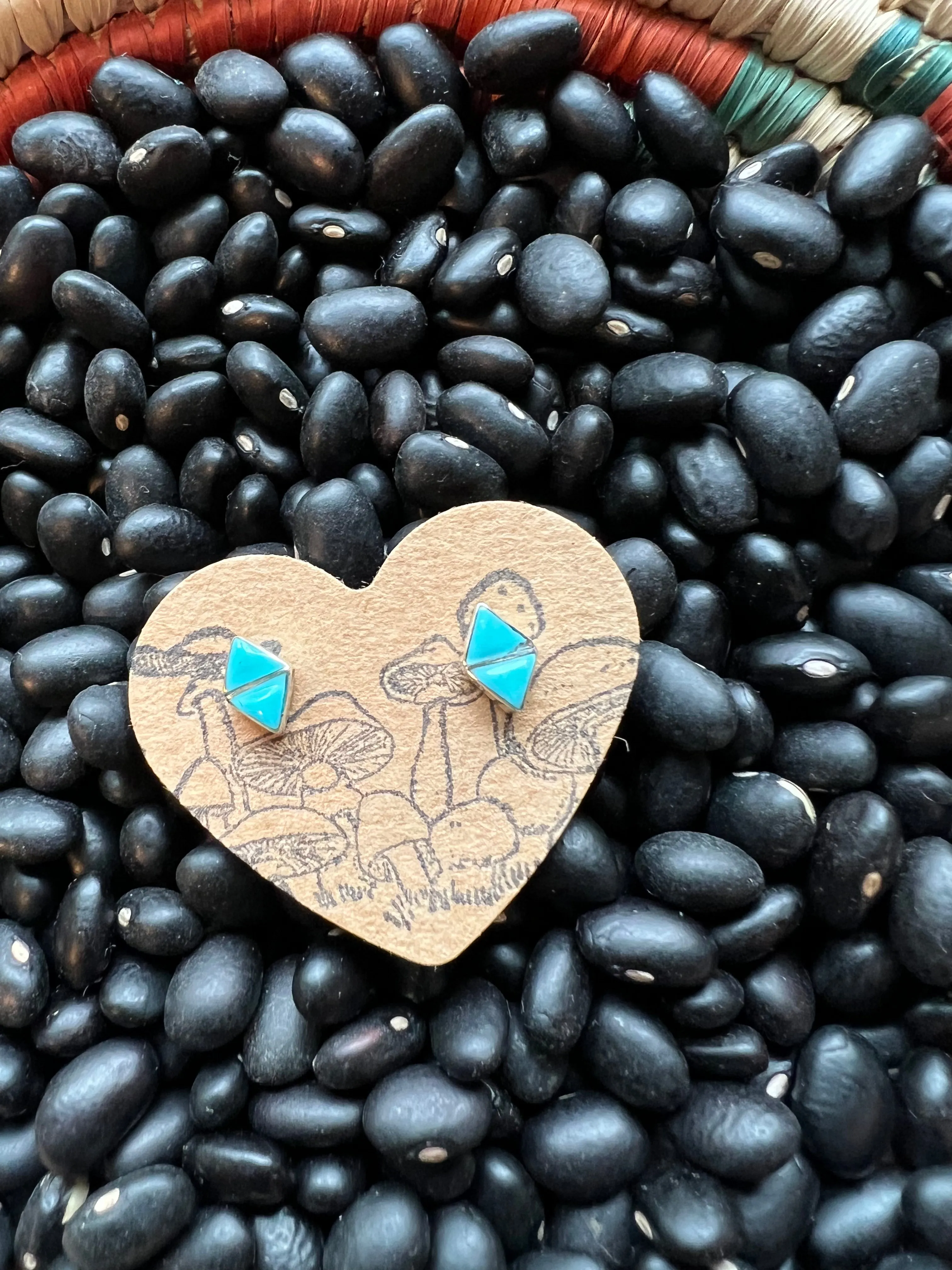 Diamond Turquoise Inlay Studs