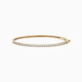 D'Oro 14K Yellow Gold Diamond Bangle, 1.00 TCW
