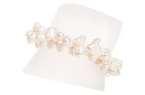 Double Strand Irregular White Freshwater Pearl Bracelet