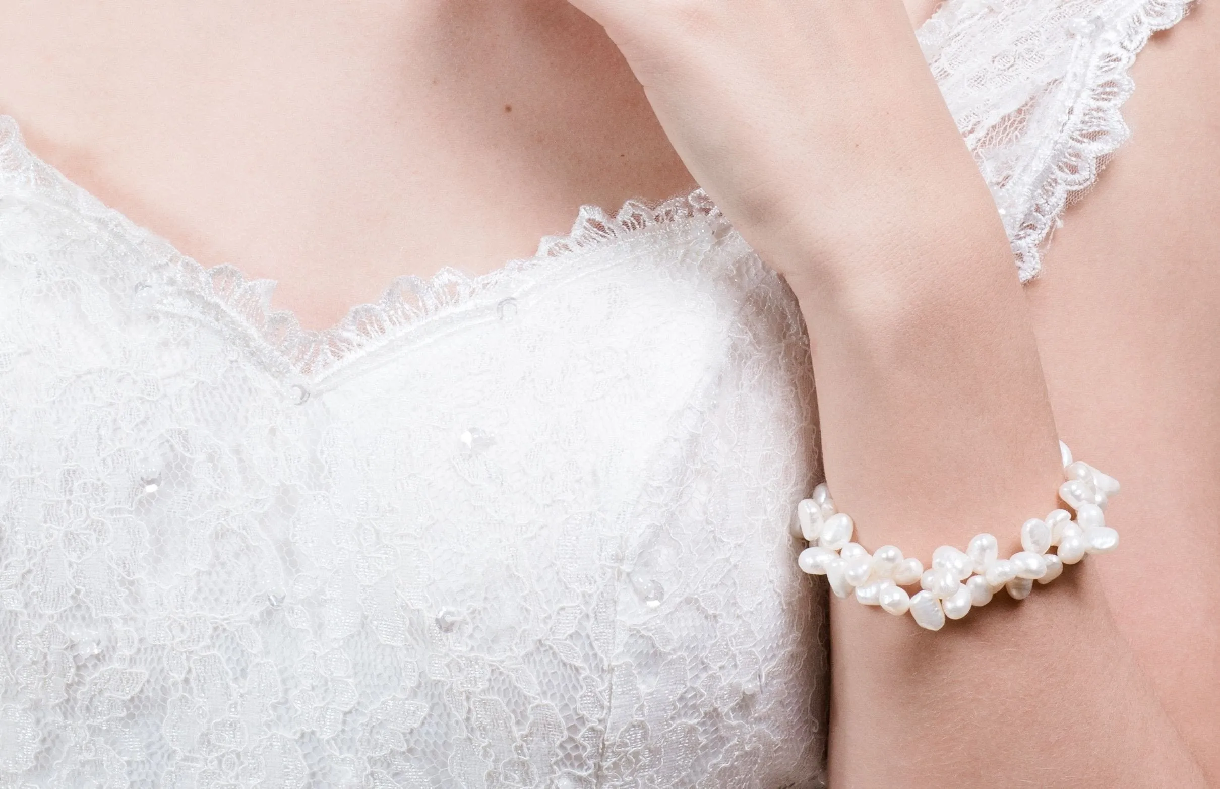 Double Strand Irregular White Freshwater Pearl Bracelet