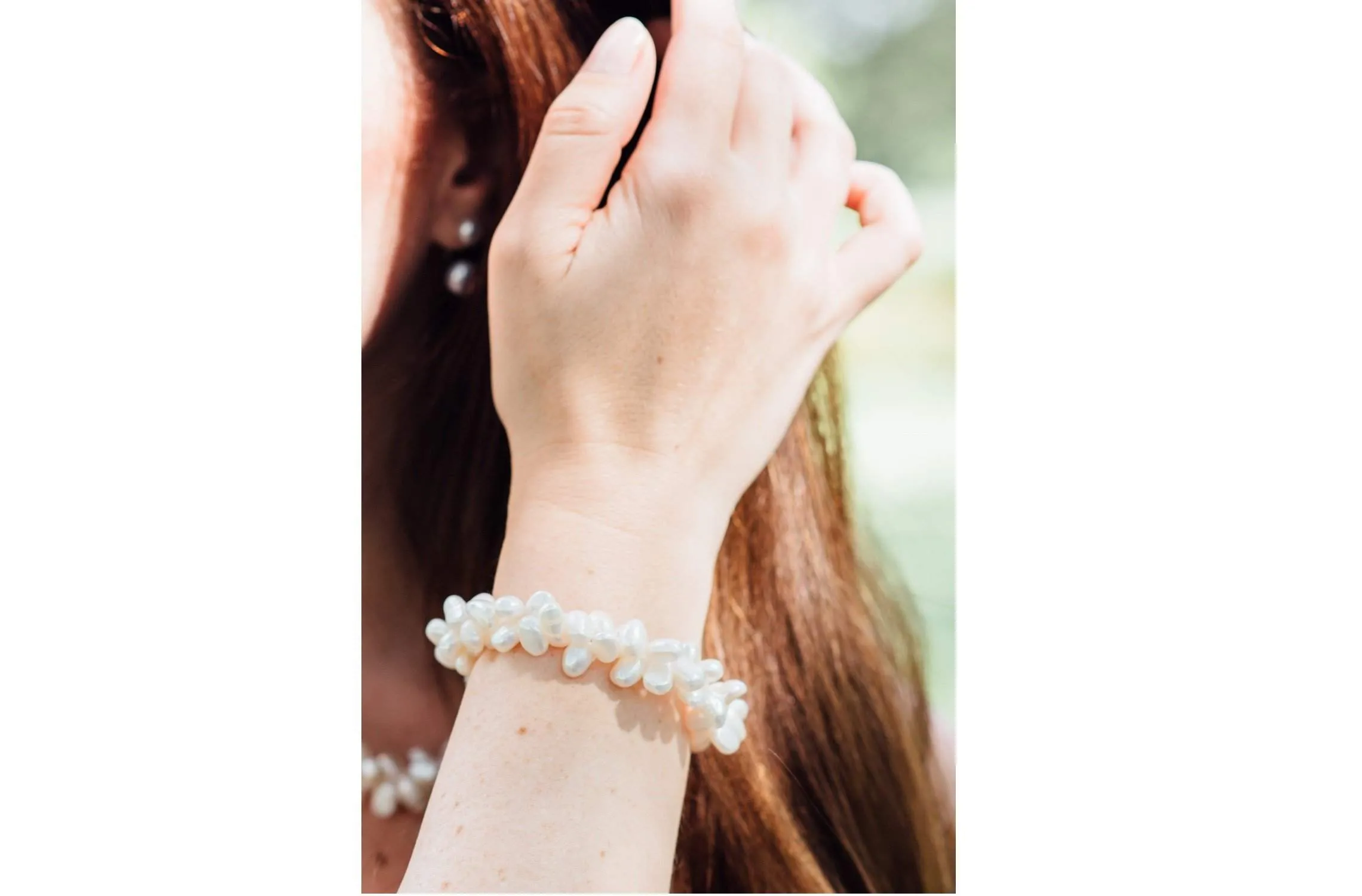 Double Strand Irregular White Freshwater Pearl Bracelet