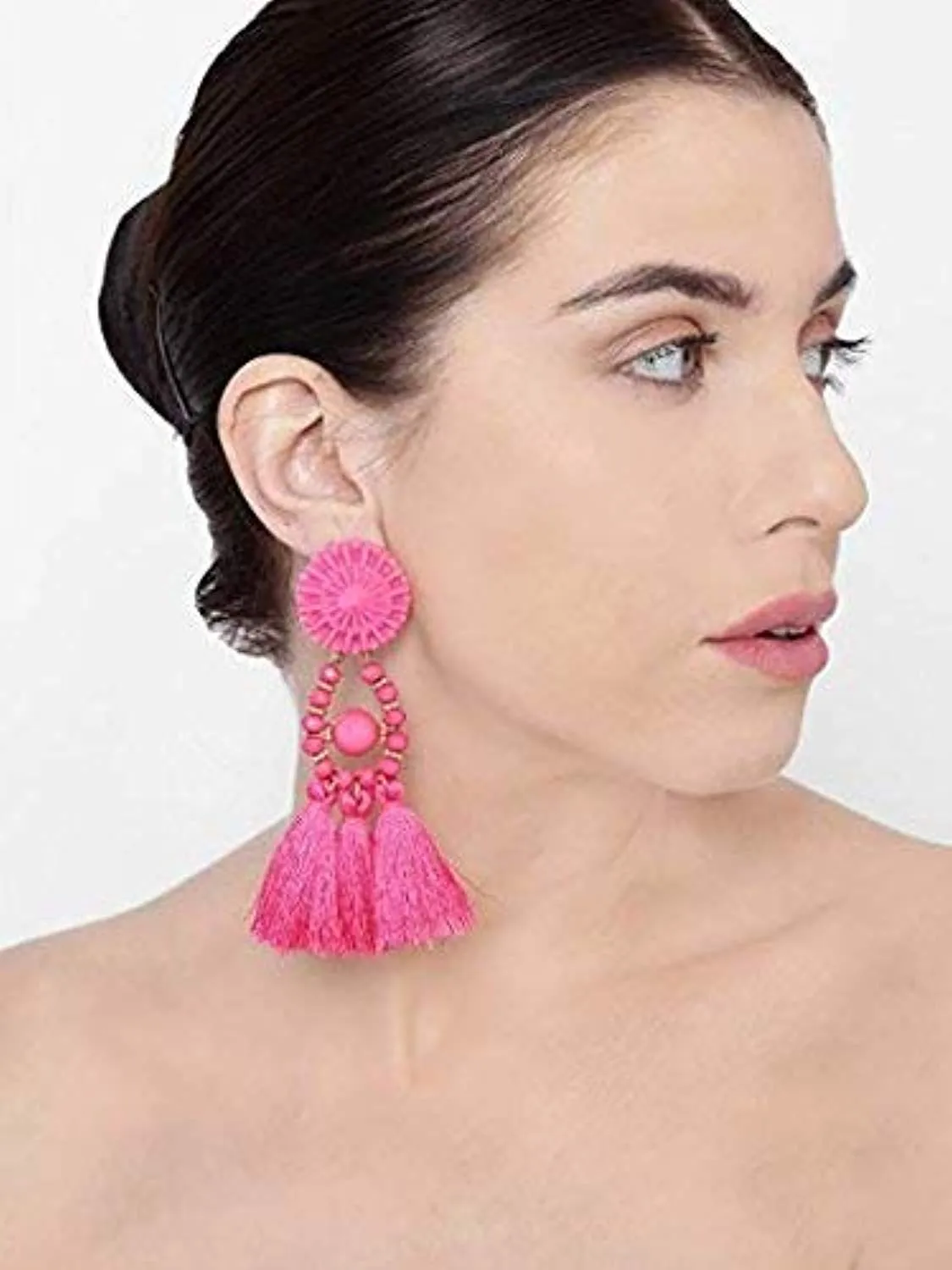 Electomania Pink Cortex Bohemian Tassel Earrings for Women