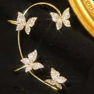 Elegant Butterfly Ear Clip Earrings - Non-Pierced, Fashionable Ear Clips, Hypoallergenic Earrings, Nature-Inspired Accessory