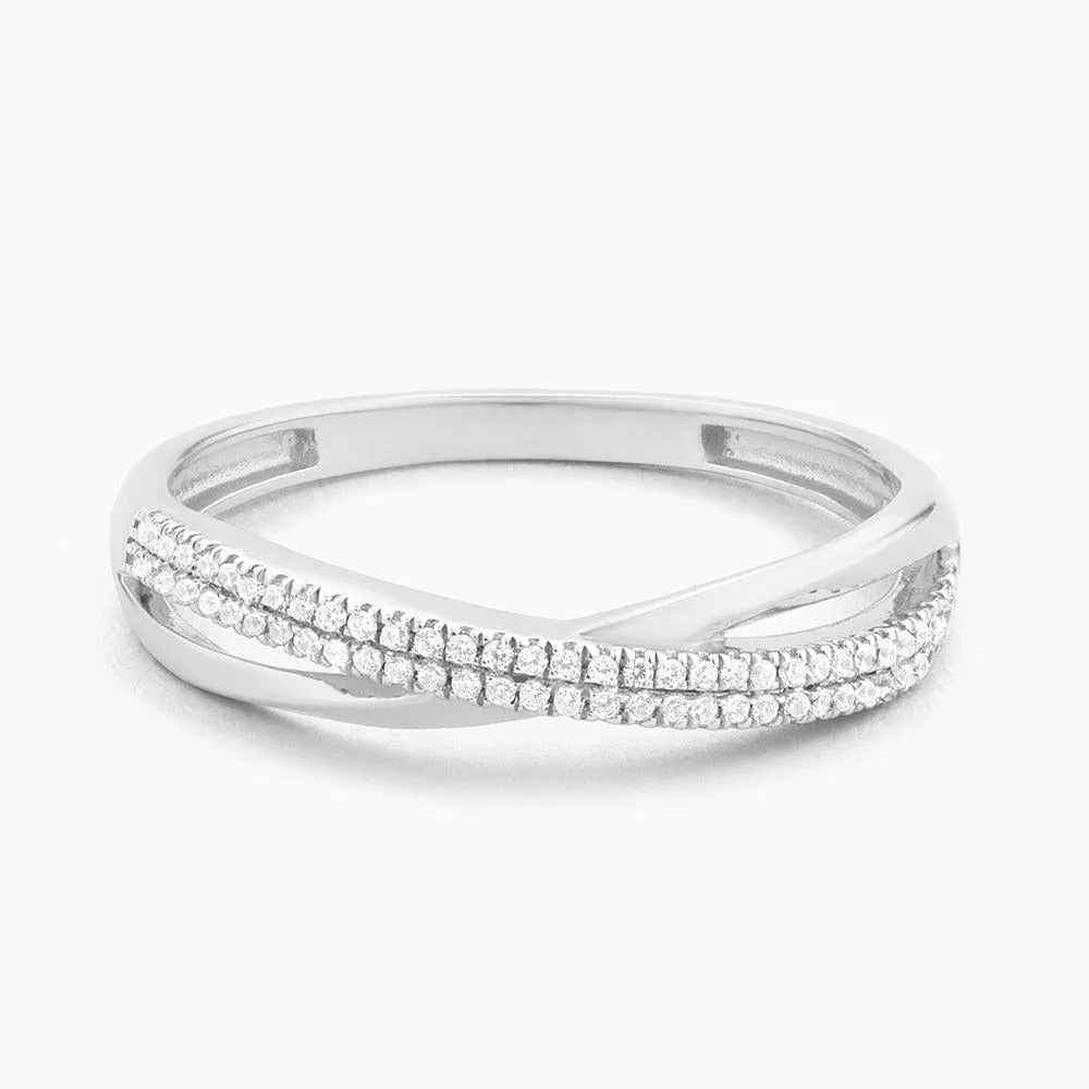Ella Stein Crisscross Stackable Ring in Sterling Silver - Size 7