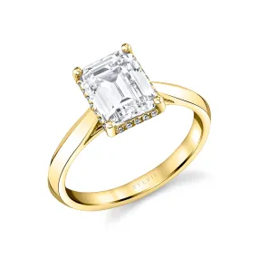 Emerald Cut Hidden Halo Solitaire Engagement Ring - Fae 14k Gold Yellow