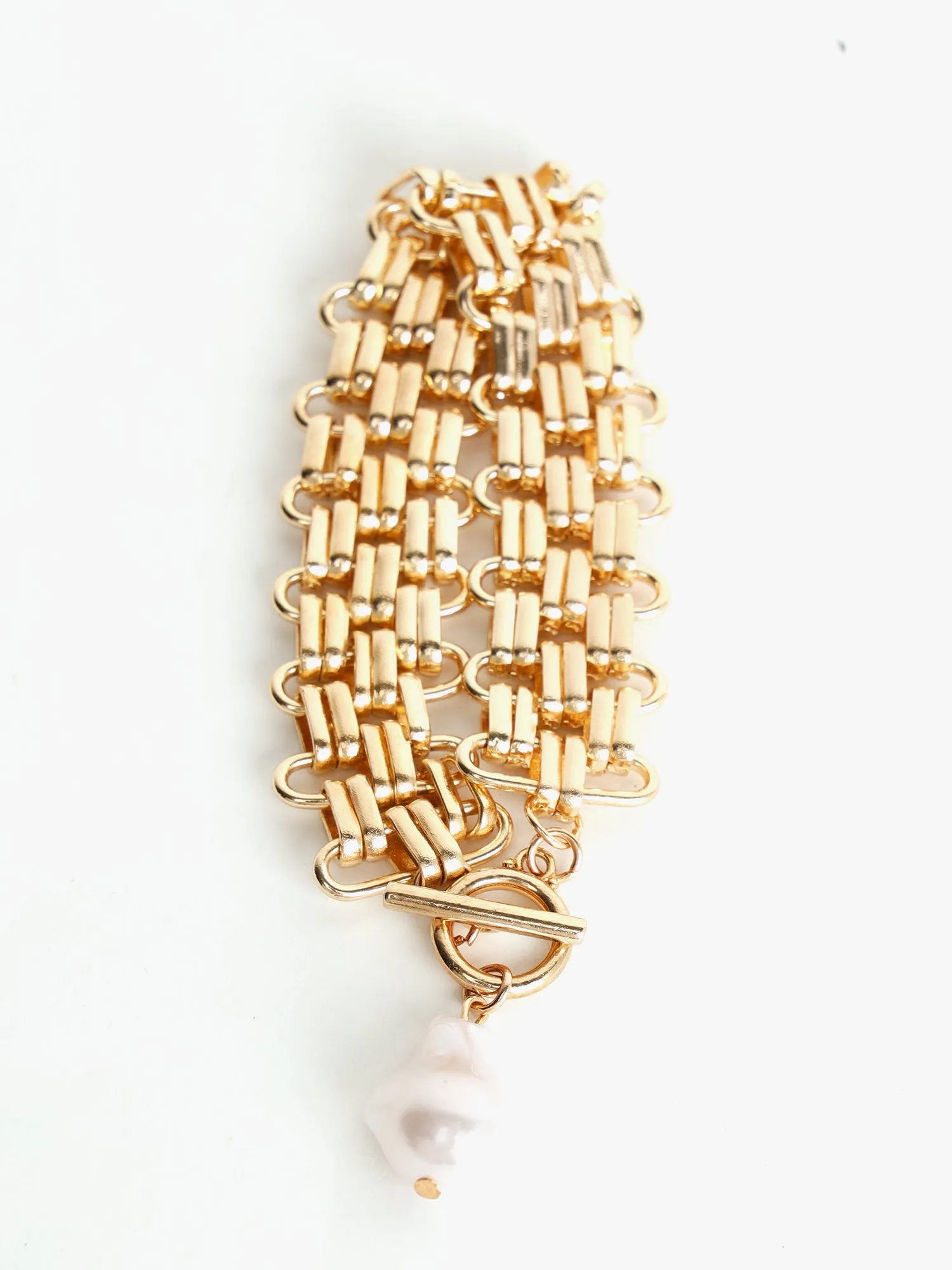 Enchanted Gold Bracelet With Pearl Drop