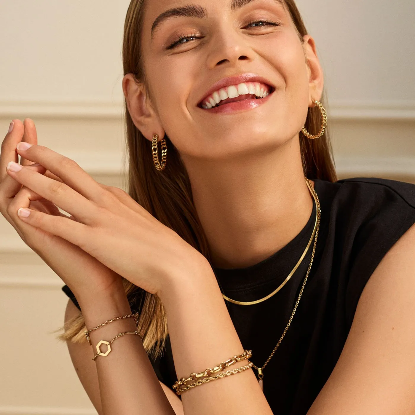 Essentielle Open Mix Chain Bracelet Gold Colour
