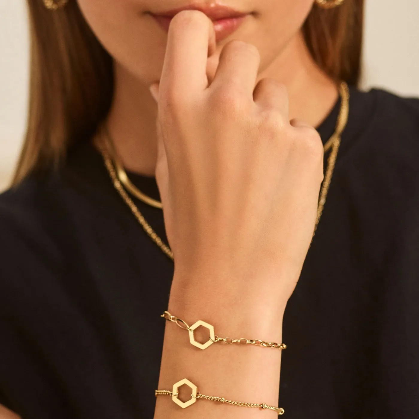 Essentielle Open Mix Chain Bracelet Gold Colour
