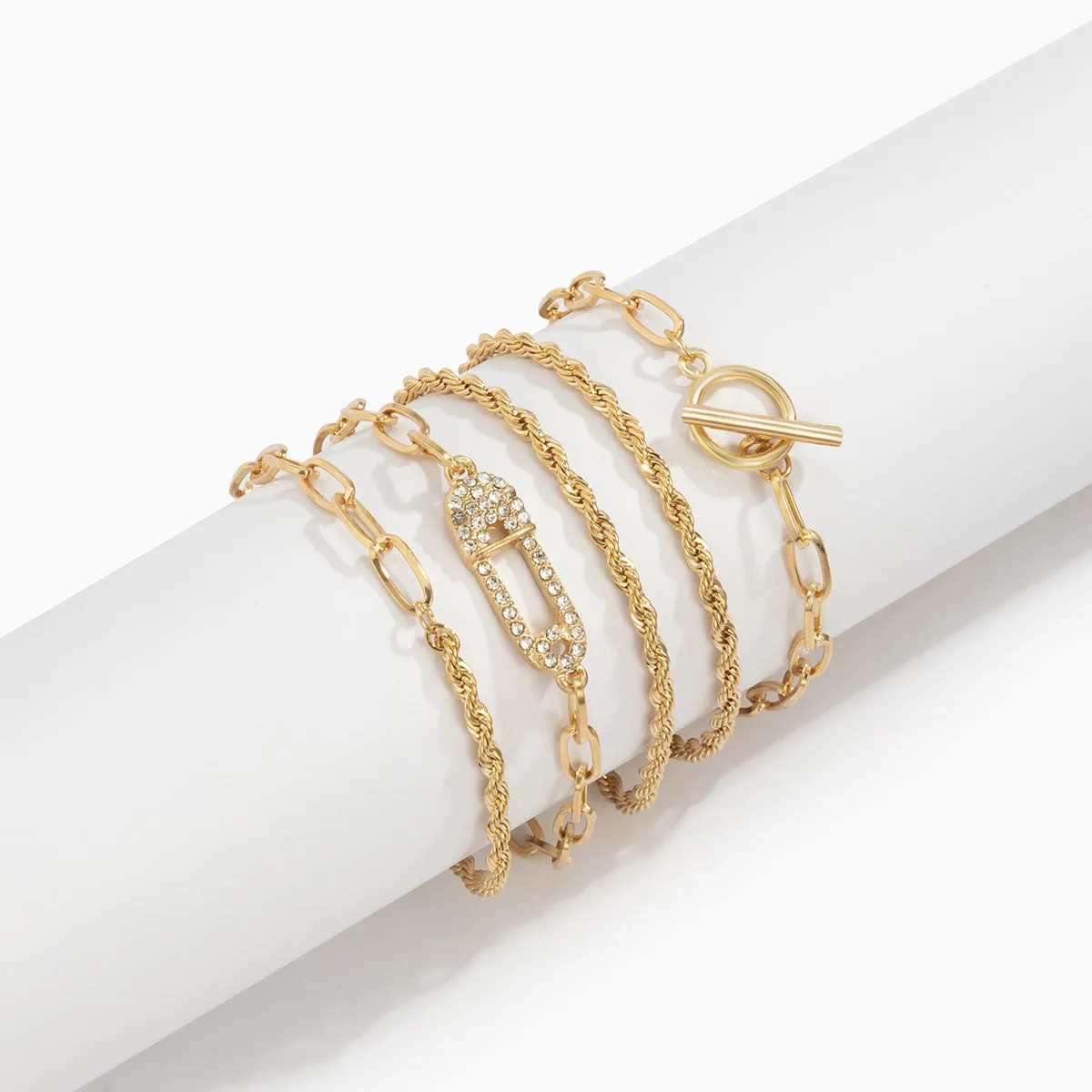 European And American Style Retro Metal Ot Buckle Twist Chain Bracelet