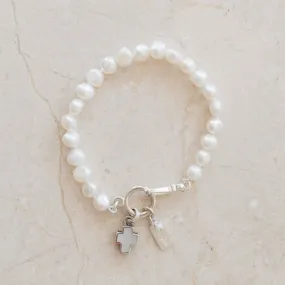 Faith Pearl Bracelet | Freshwater Pearls & Mother of Pearl Cross | By Pearly Girls
