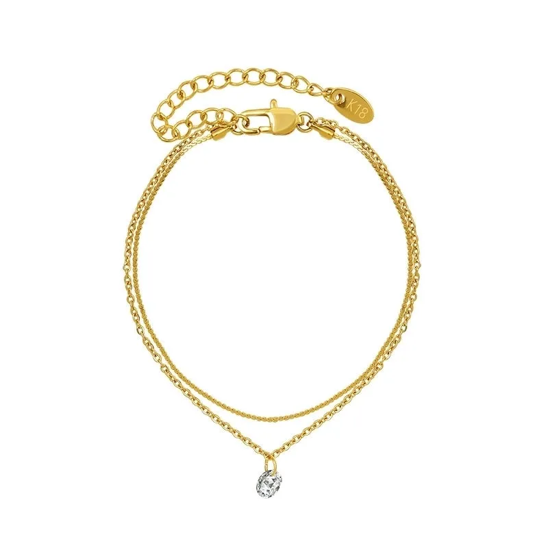 Fashion Double-layer Diamond Zircontitanium Steel Bracelet