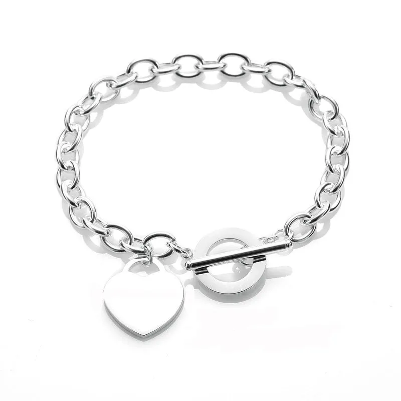 Fashion Love Stainless Steel Bracelet Peach Heart-shaped Letter Rose Gold Bracelet T-shaped Titanium Steel Bracelet Wholesale