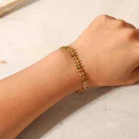 Fashion Women New 18k Gold Green Drop Olive Leaf Stainless Steel Bracelet