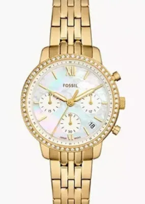 FOSSIL NEUTRA CHRONOGRAPH CRYSTAL SET GOLD CASE & BRACELET ES5358