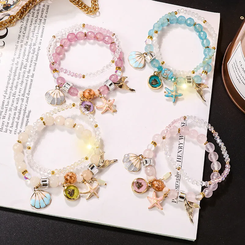 Fresh Ocean Style Beaded Crystal Bracelet