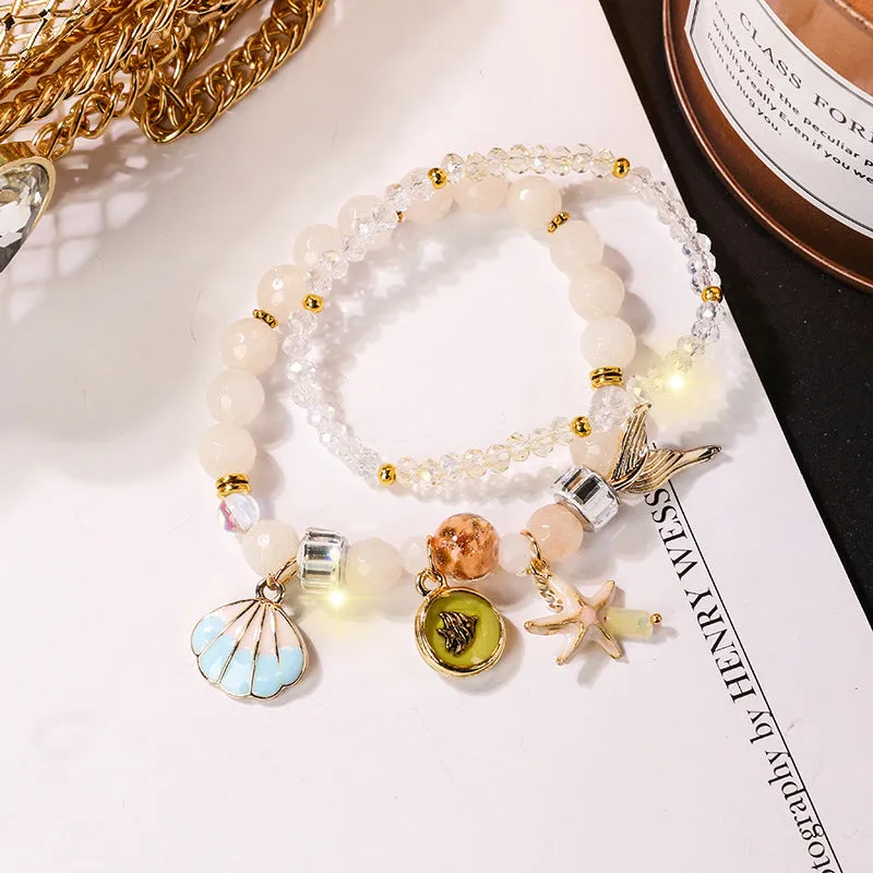 Fresh Ocean Style Beaded Crystal Bracelet