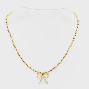 FWP Bow Charm 2mm Ball Bead Choker | 14K Gold Filled