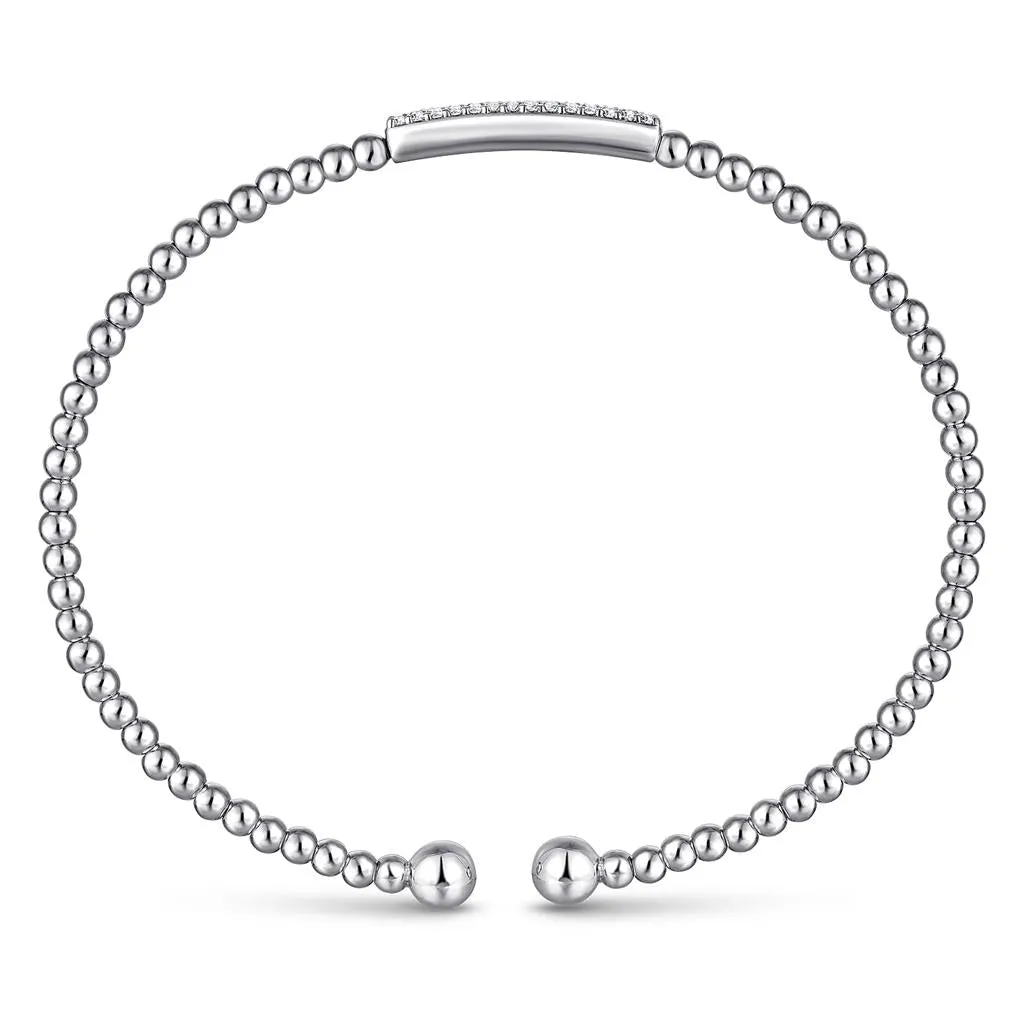 Gabriel& Co. 14K White Gold Bujukan Bead Cuff Bracelet with Diamonds