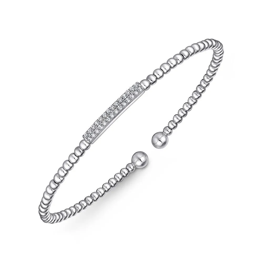 Gabriel& Co. 14K White Gold Bujukan Bead Cuff Bracelet with Diamonds