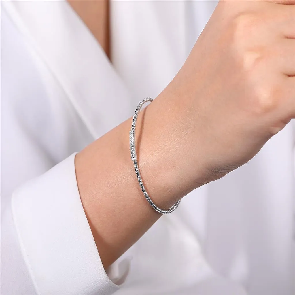 Gabriel& Co. 14K White Gold Bujukan Bead Cuff Bracelet with Diamonds