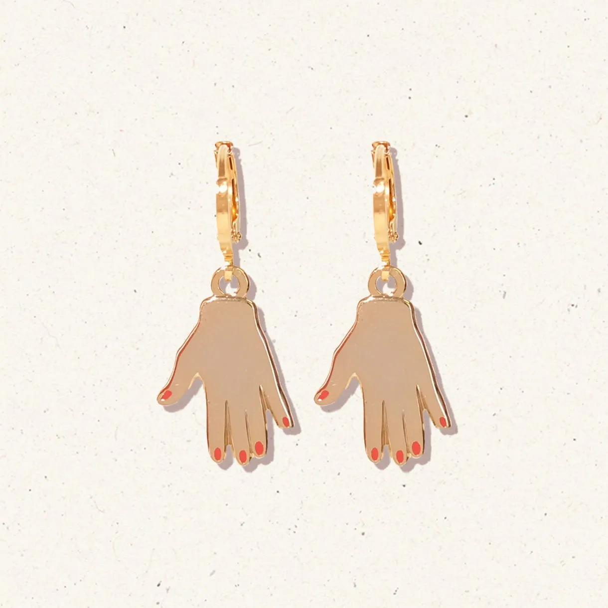Gold Hands Huggie Hoop Earrings