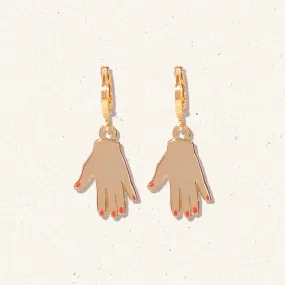 Gold Hands Huggie Hoop Earrings