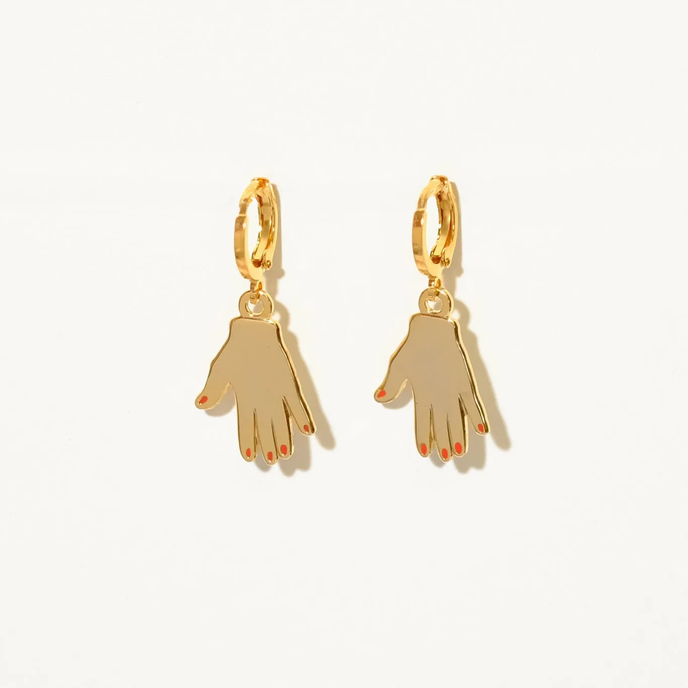 Gold Hands Huggie Hoop Earrings