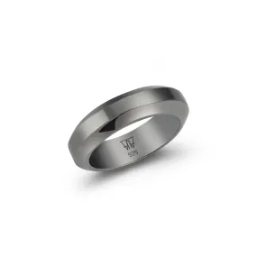 GRANT STERLING SILVER AND BLACK RHODIUM ANGLED BAND RING
