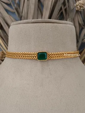 Green Color Gold Plated Temple Necklace Set - TMPSET158GR