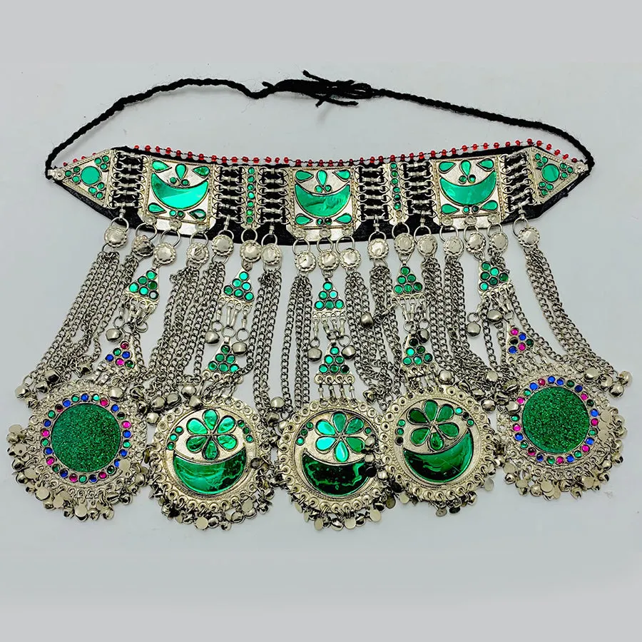 Green Kuchi Tribal Big Choker Necklace