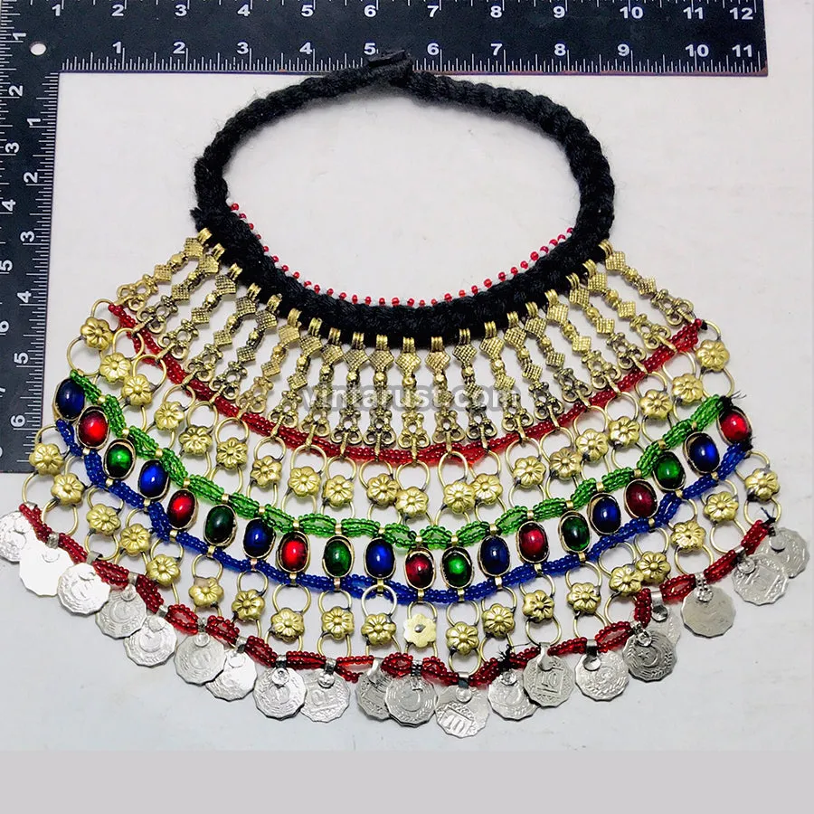 Gypsy Tribal Choker Necklace With Coins