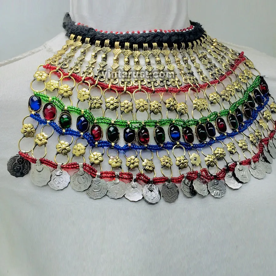 Gypsy Tribal Choker Necklace With Coins