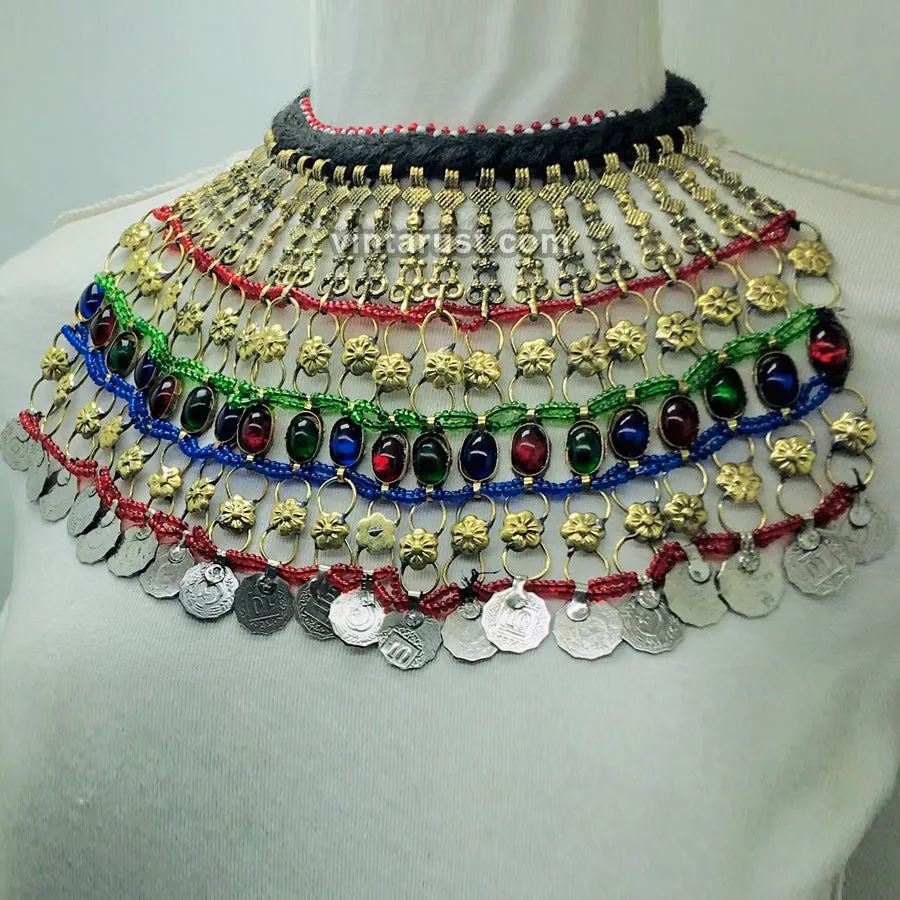 Gypsy Tribal Choker Necklace With Coins