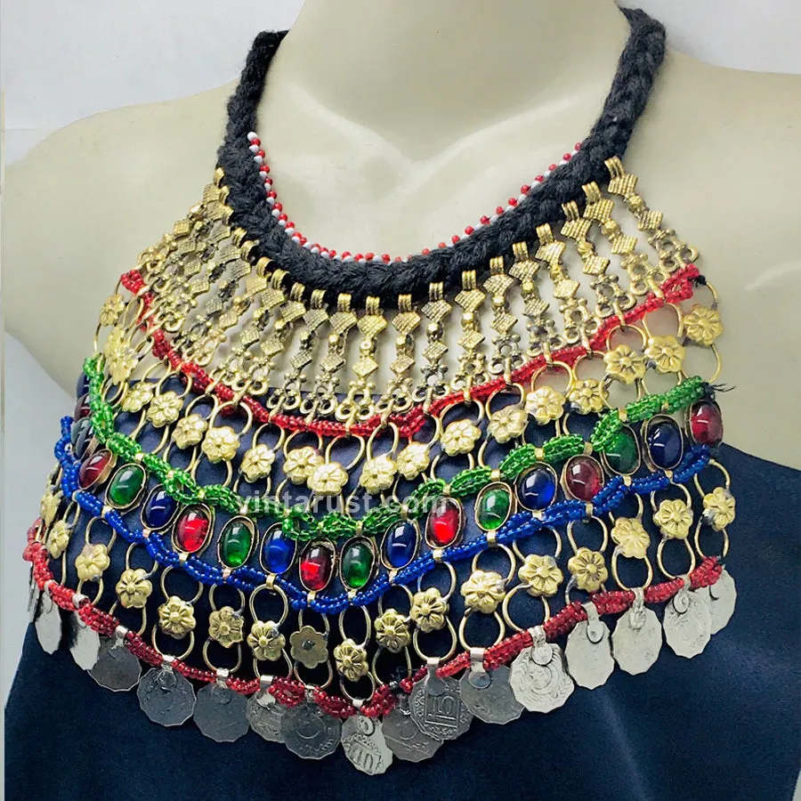 Gypsy Tribal Choker Necklace With Coins