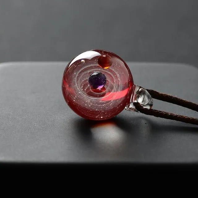 Hand blown Universe/Galaxy in Glass Pendant Necklace-11 Designs