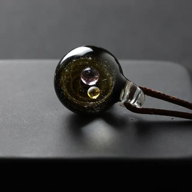 Hand blown Universe/Galaxy in Glass Pendant Necklace-11 Designs