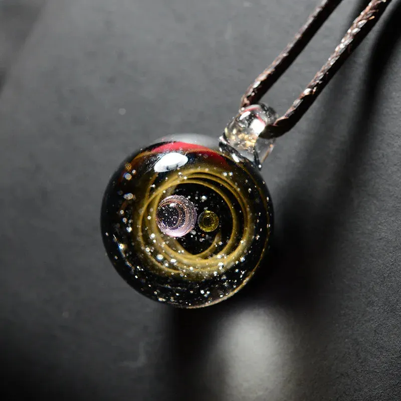 Hand blown Universe/Galaxy in Glass Pendant Necklace-11 Designs