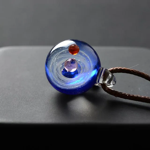 Hand blown Universe/Galaxy in Glass Pendant Necklace-11 Designs